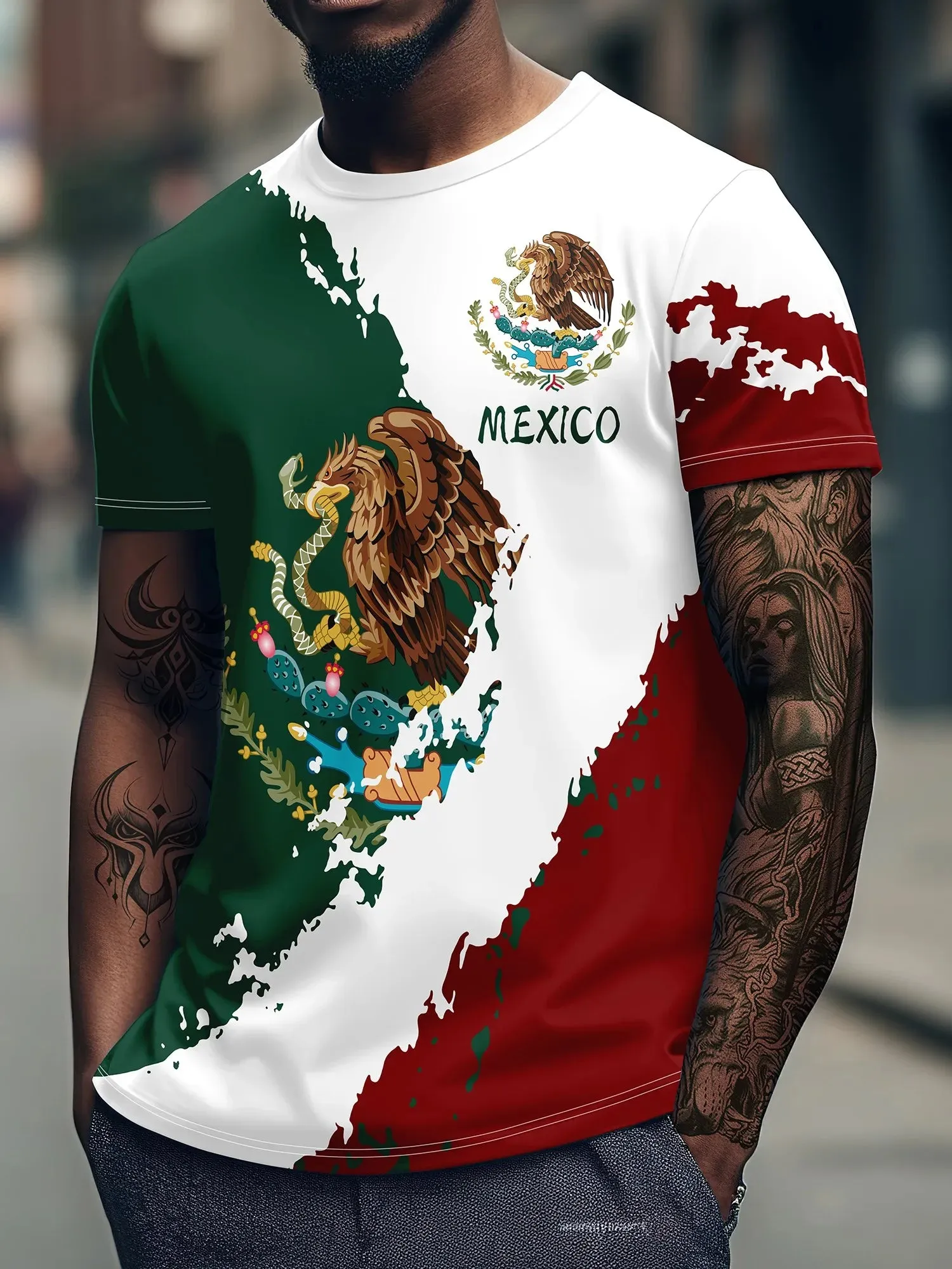 3D Short Casual Mexican Print Tees.