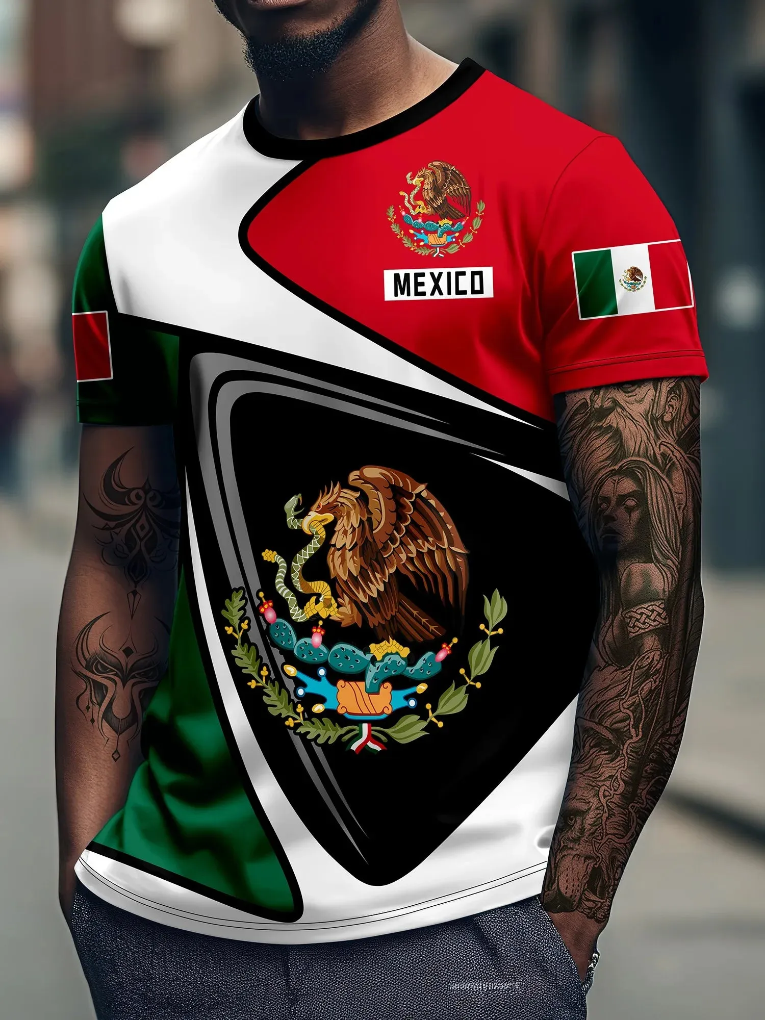 3D Short Casual Mexican Print Tees.