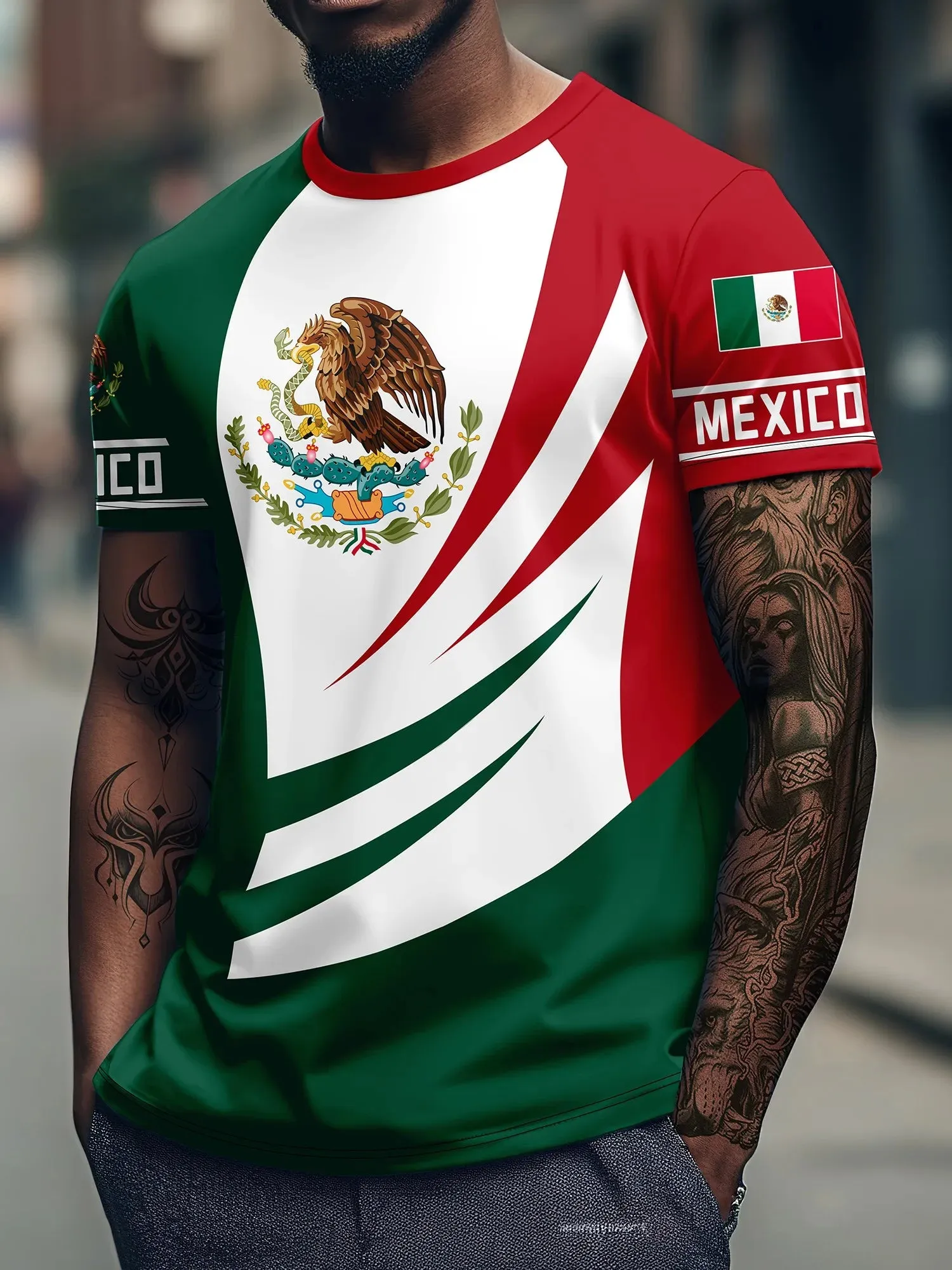 3D Short Casual Mexican Print Tees.