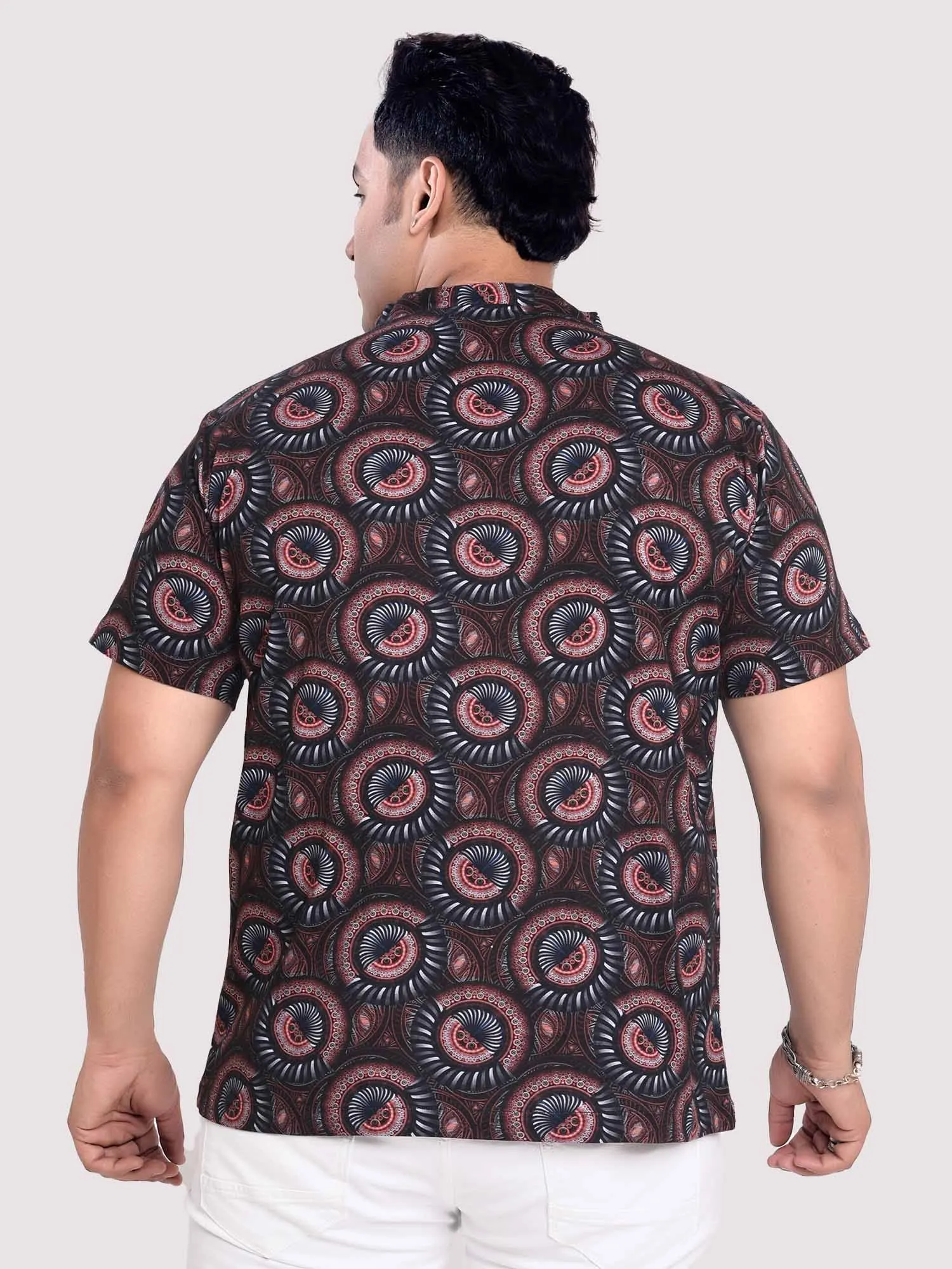 Ajrakh Digital Printed Round Neck T-Shirt Men's Plus Size