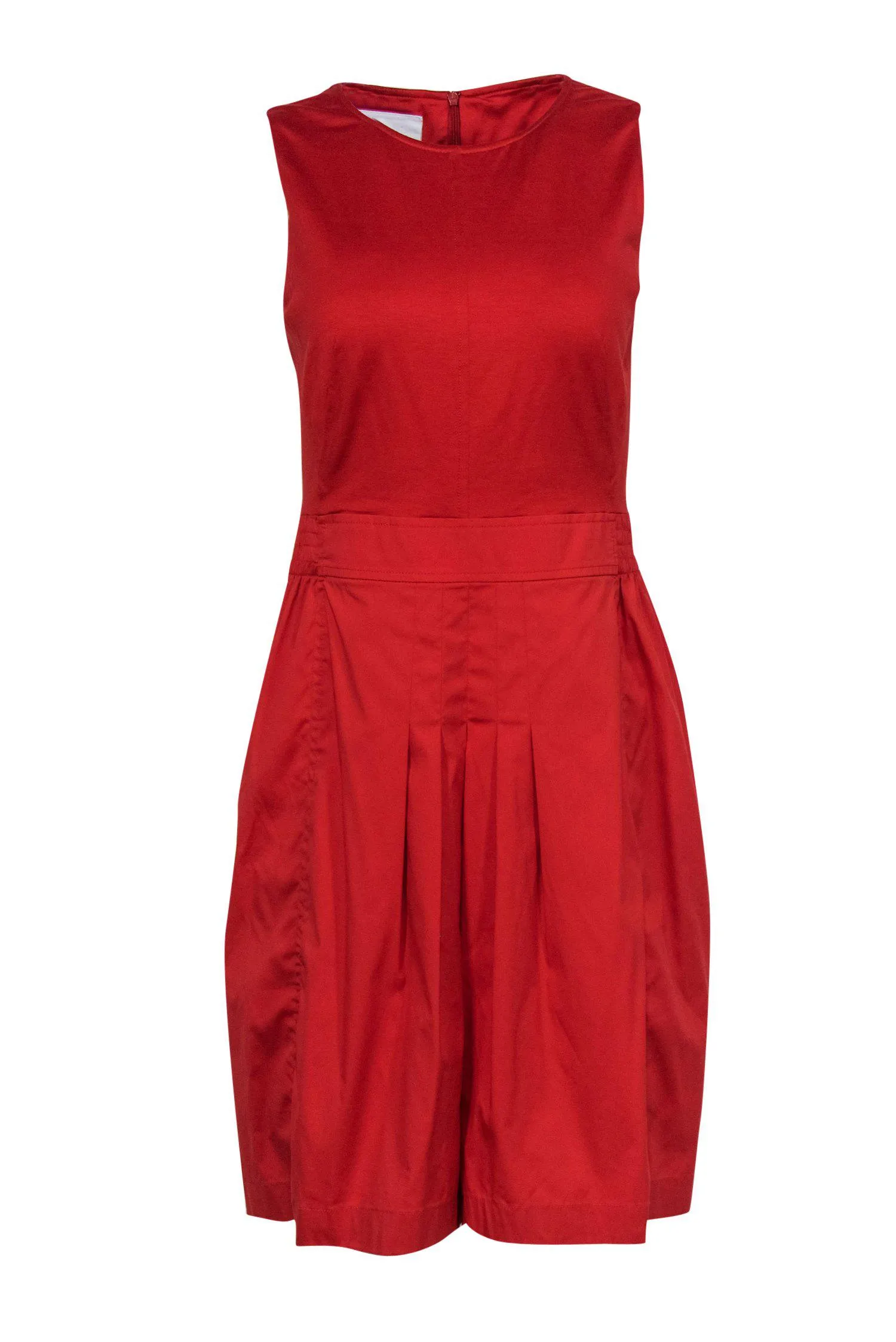 Akris Punto - Red Cotton Pleated Skirt Dress Sz M