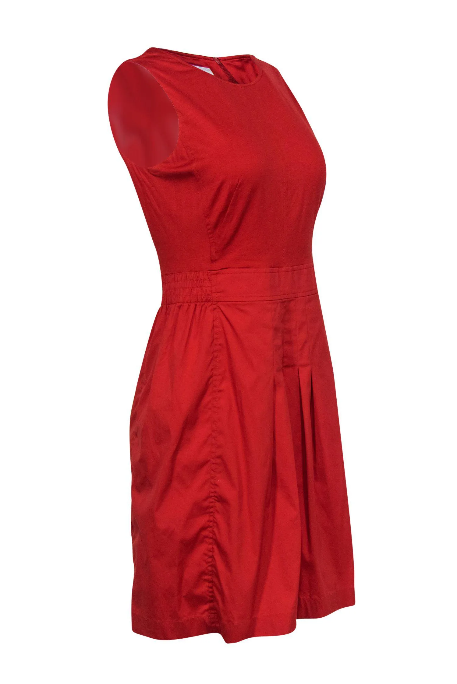 Akris Punto - Red Cotton Pleated Skirt Dress Sz M