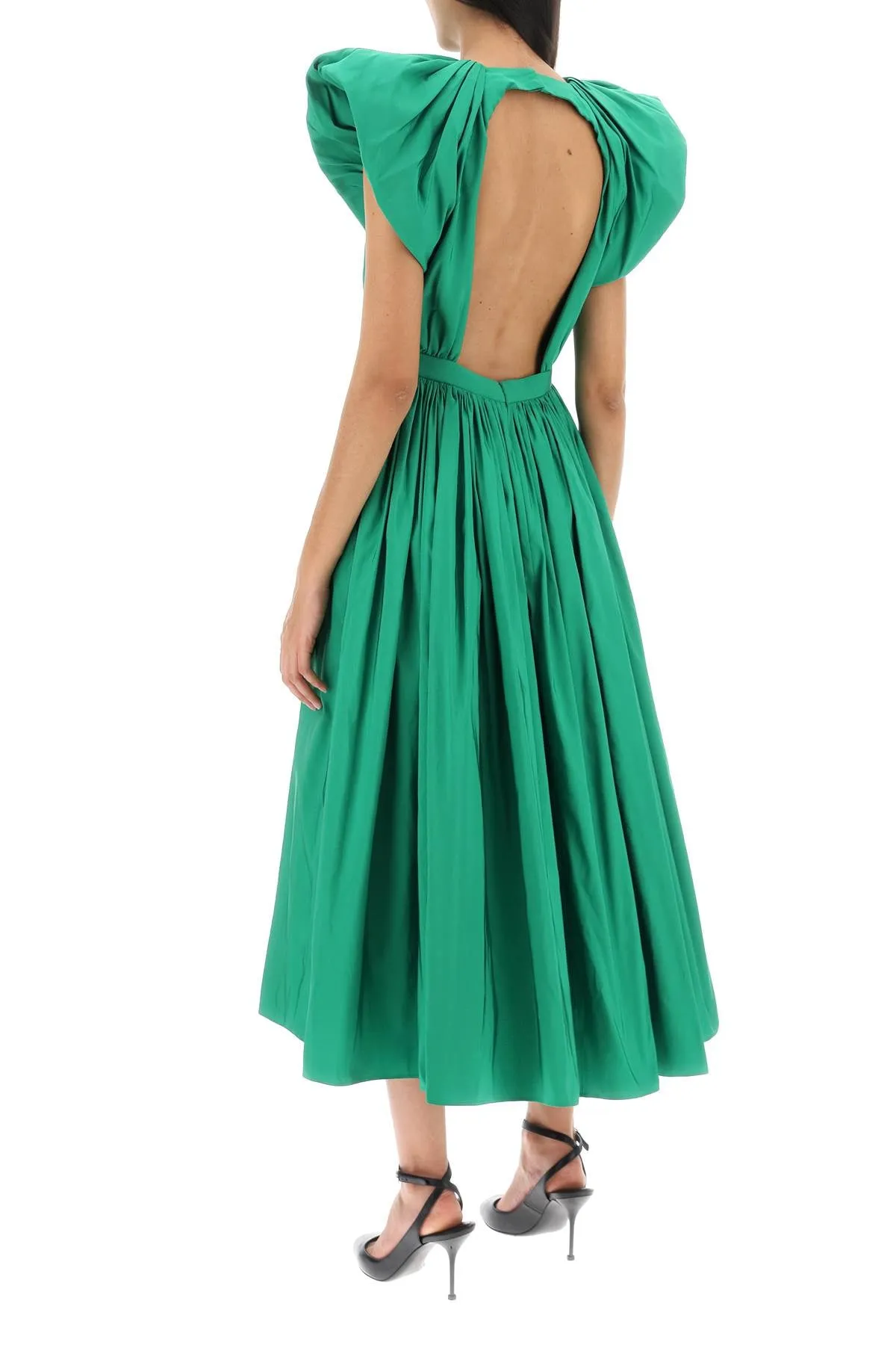 Alexander Mcqueen Pleated Open Back Midi Dress