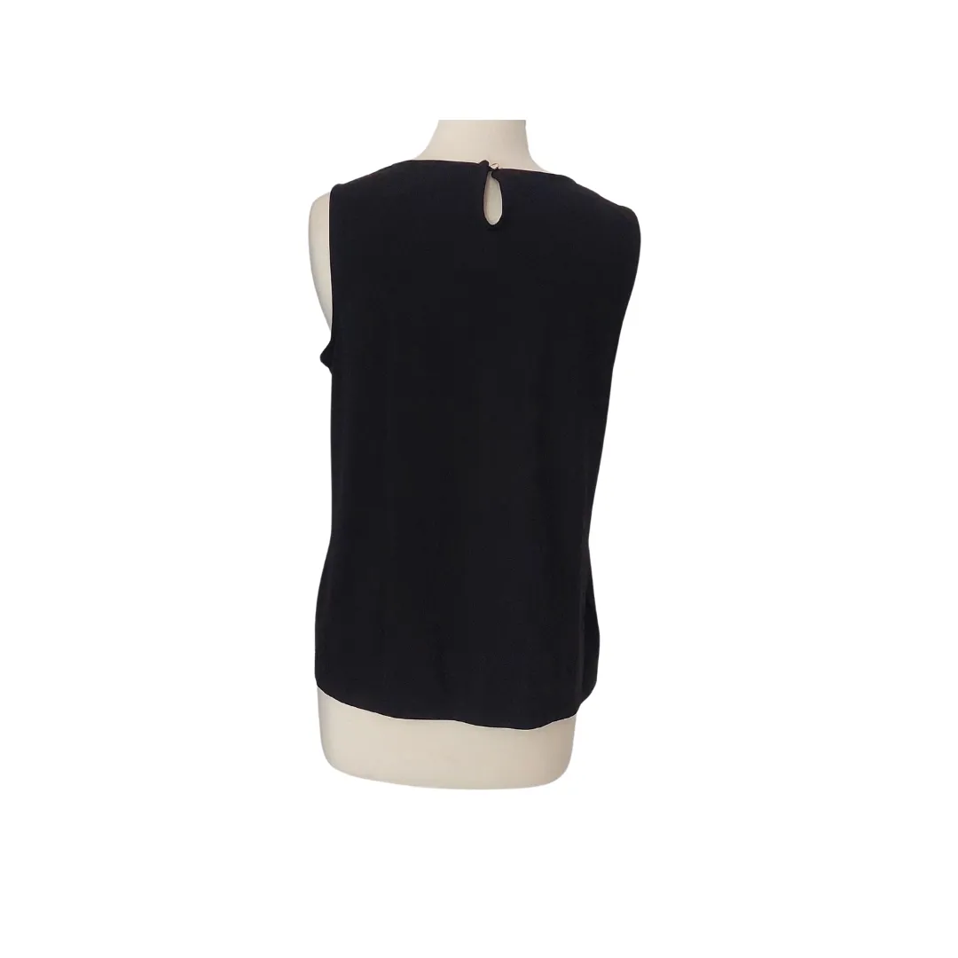 Ann Taylor Black Pleated Sleeveless Blouse | Gently Used |