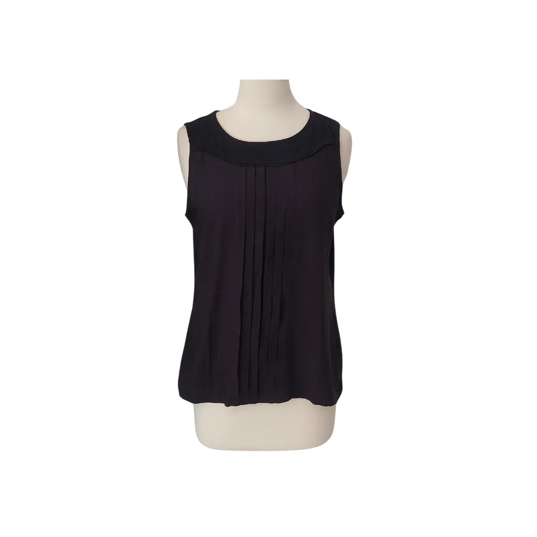 Ann Taylor Black Pleated Sleeveless Blouse | Gently Used |