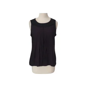 Ann Taylor Black Pleated Sleeveless Blouse | Gently Used |