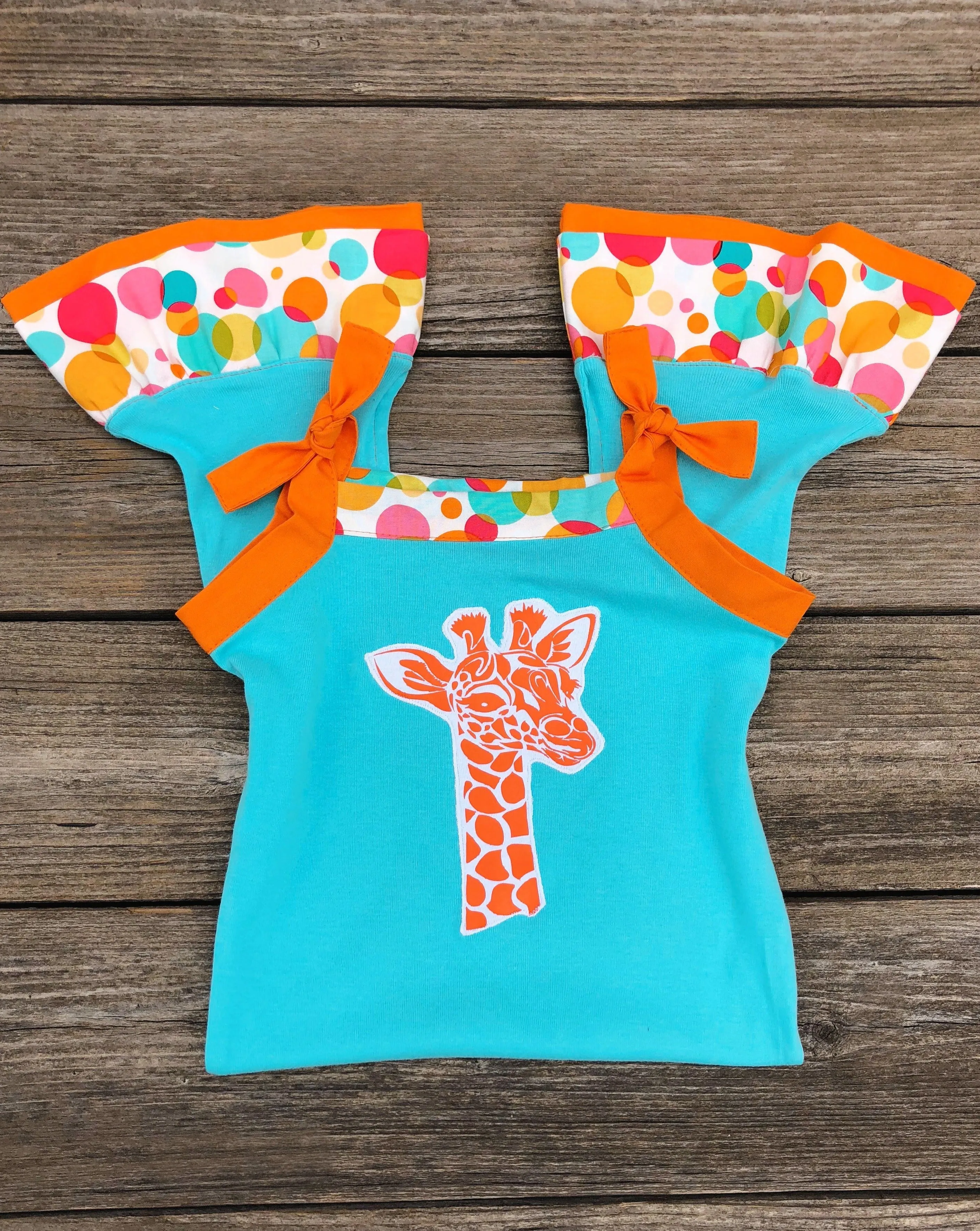 Aqua One Piece Giraffe Romper