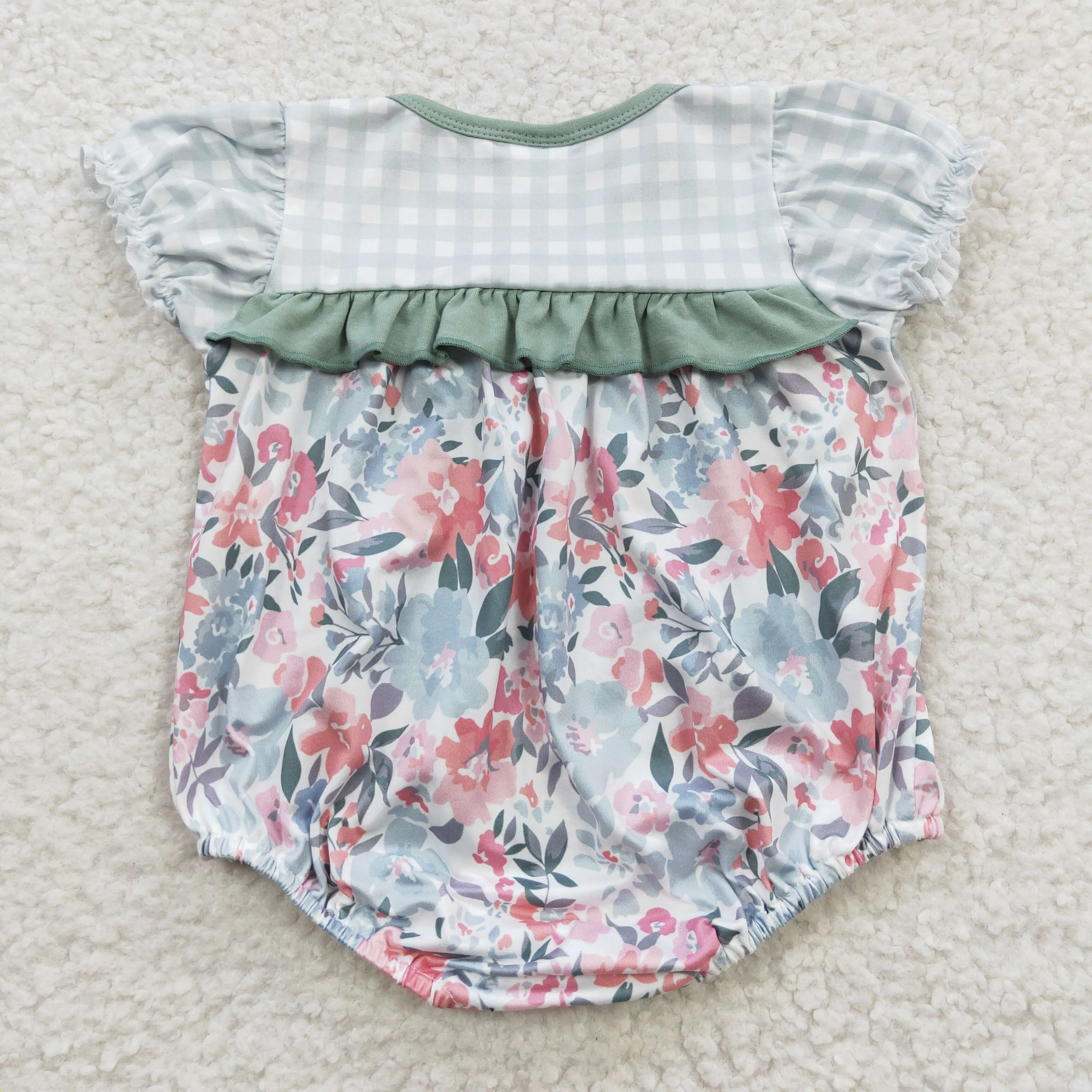 baby girls green floral romper SR0345