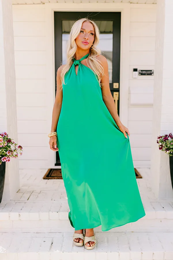 Bali Date Night Satin Maxi Dress in Green