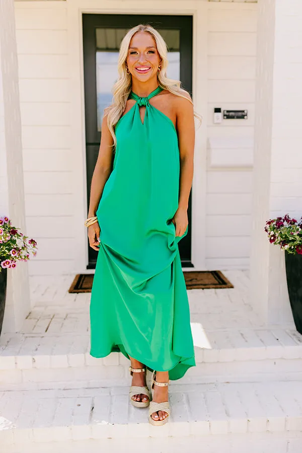 Bali Date Night Satin Maxi Dress in Green