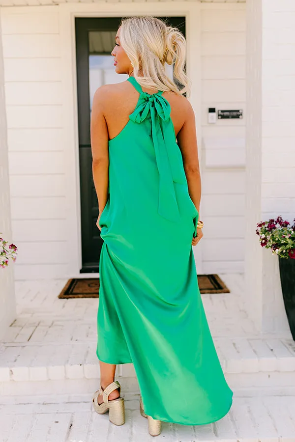 Bali Date Night Satin Maxi Dress in Green