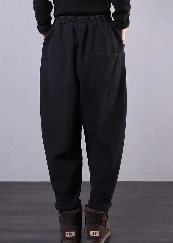 Beautiful black women pants plus size elastic waist pockets Work harem pants