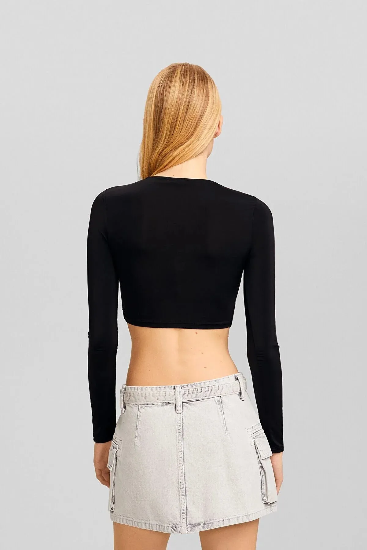 Bershka Belted twill cargo mini skirt