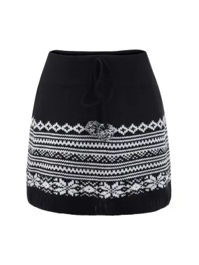 Black 1970s Snowflake Knitted Skirt