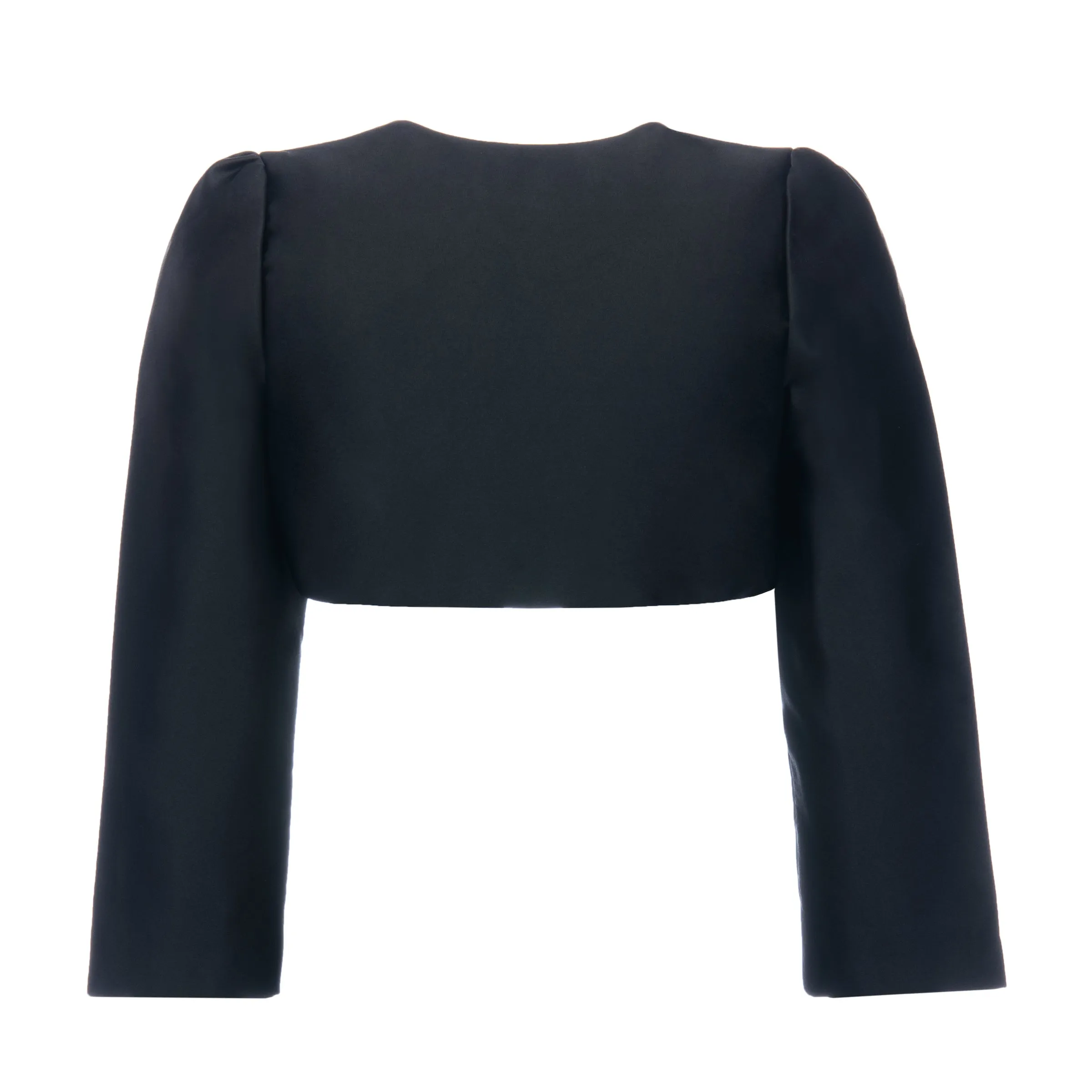 Black Cropped Satin Cardigan