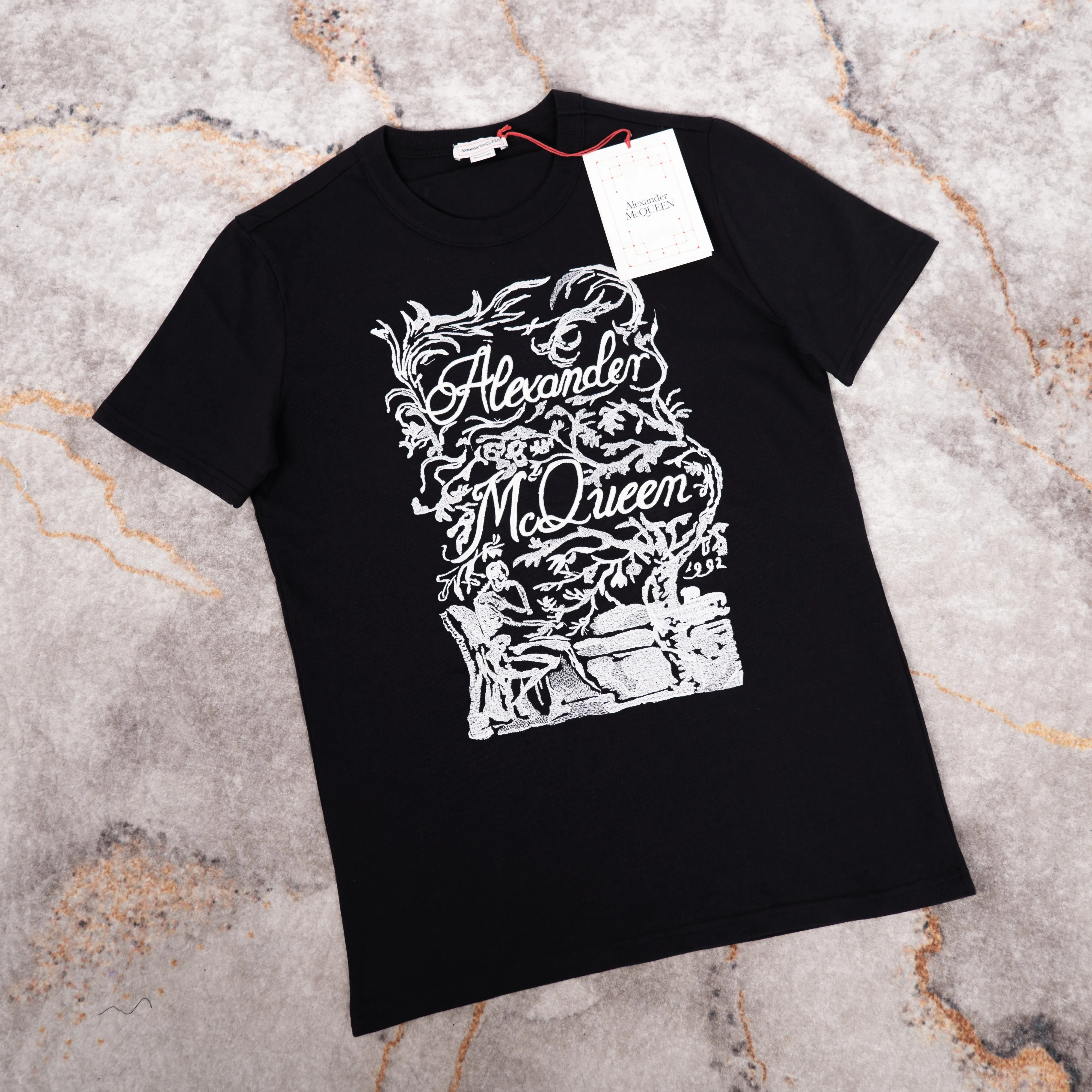 Black Embroidered T-Shirt.