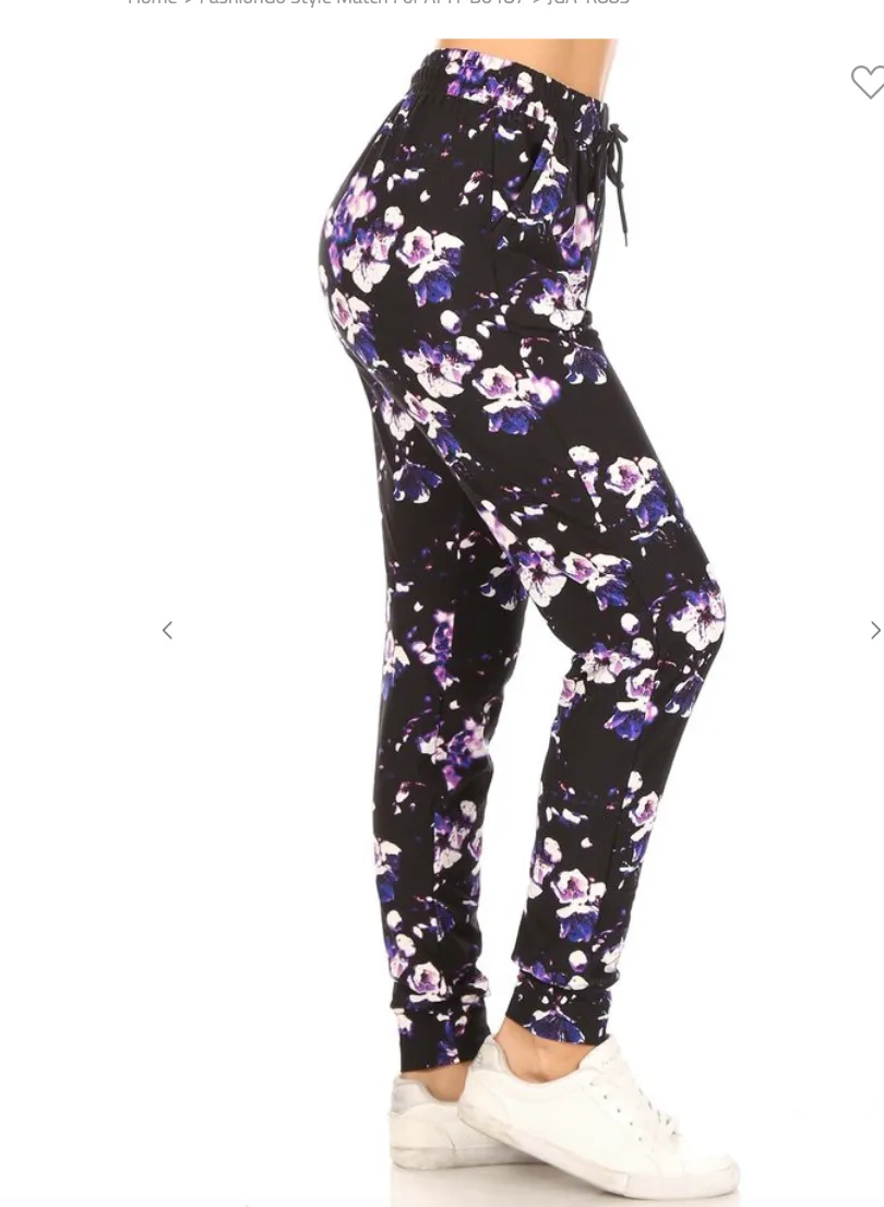 Black Floral  JOGGER PANTS BUTTERY SOFT - Final Sale