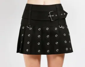 Black Super Rocker Skirt with Silver Rivets