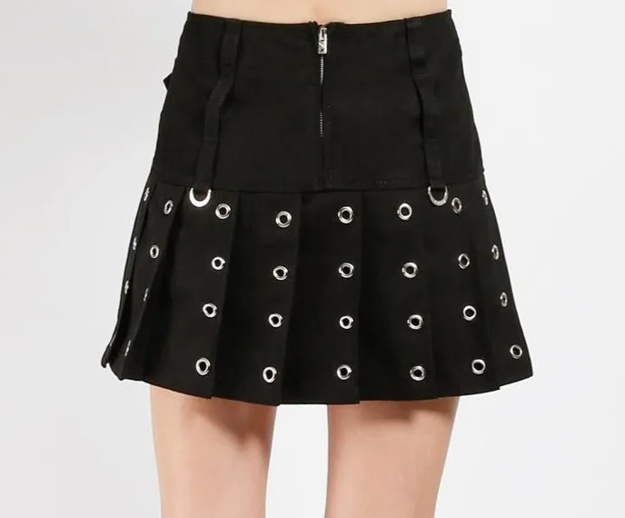 Black Super Rocker Skirt with Silver Rivets