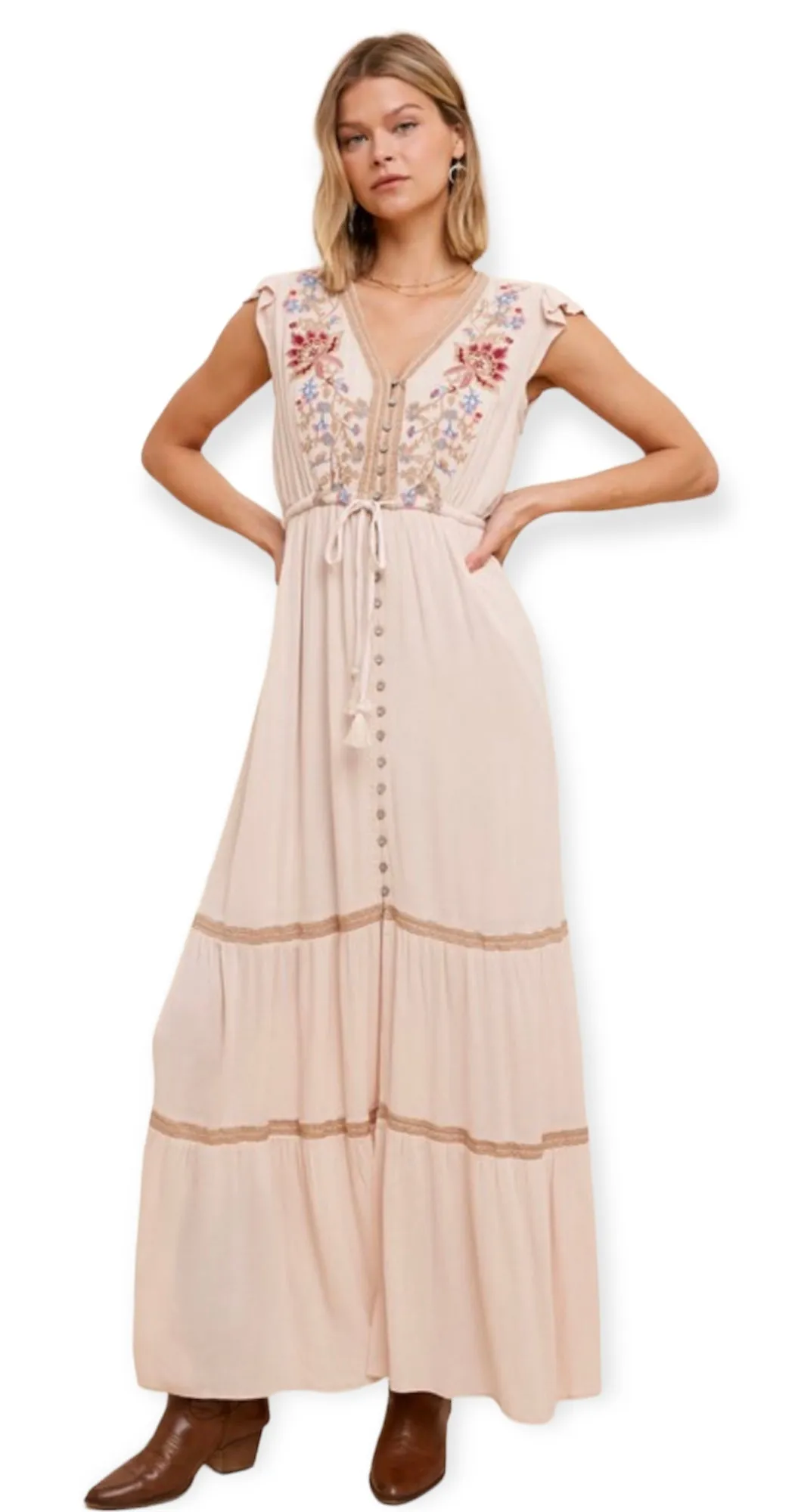 Bohemian Embroidered Maxi Dress