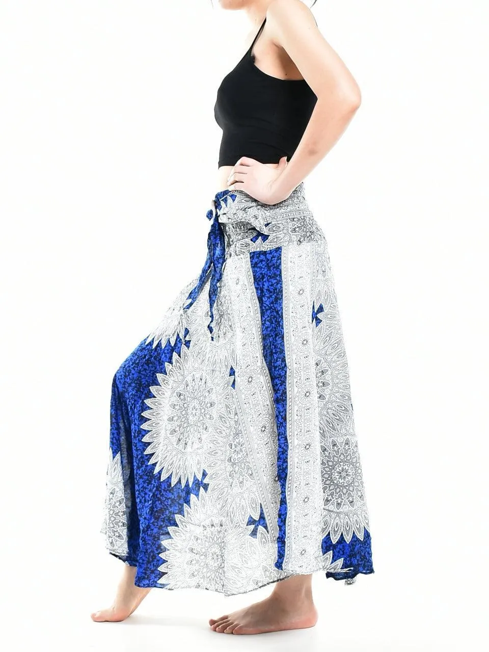 Bohotusk Blue Snowflake Long Skirt With Coconut Buckle (& Strapless