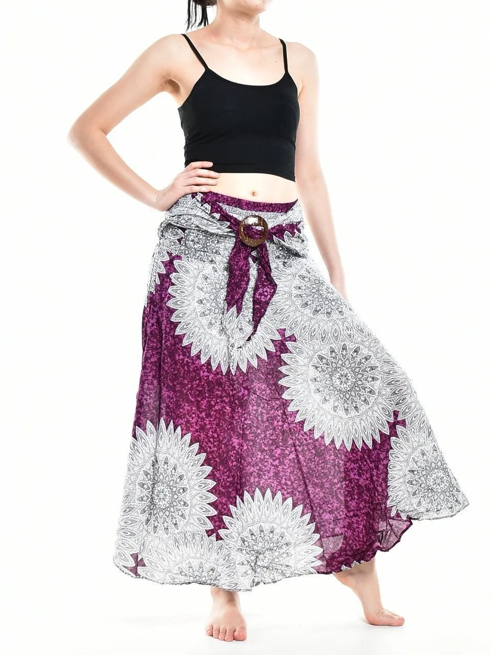 Bohotusk Purple Snowflake Long Skirt With Coconut Buckle (& Strapless