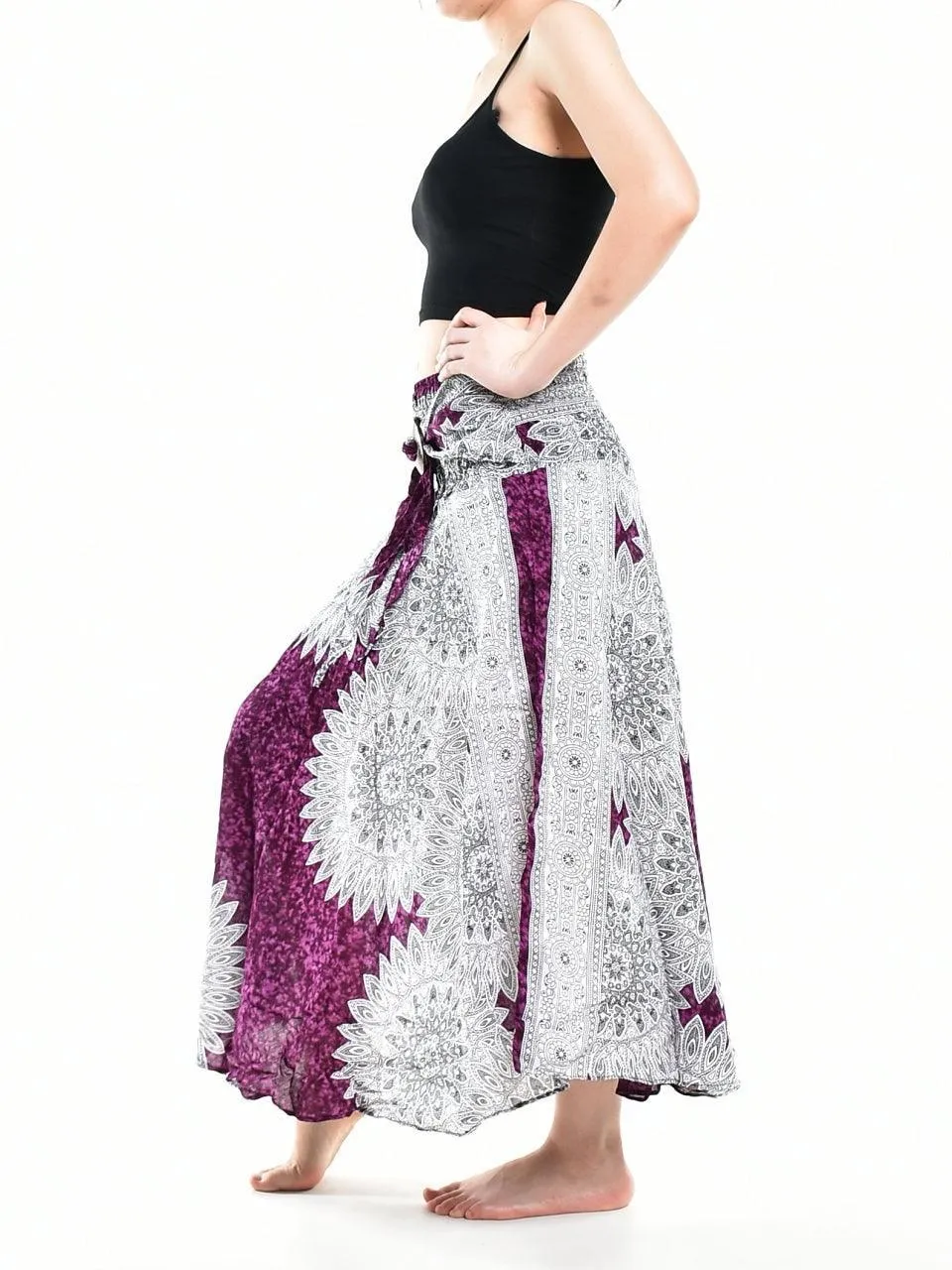 Bohotusk Purple Snowflake Long Skirt With Coconut Buckle (& Strapless