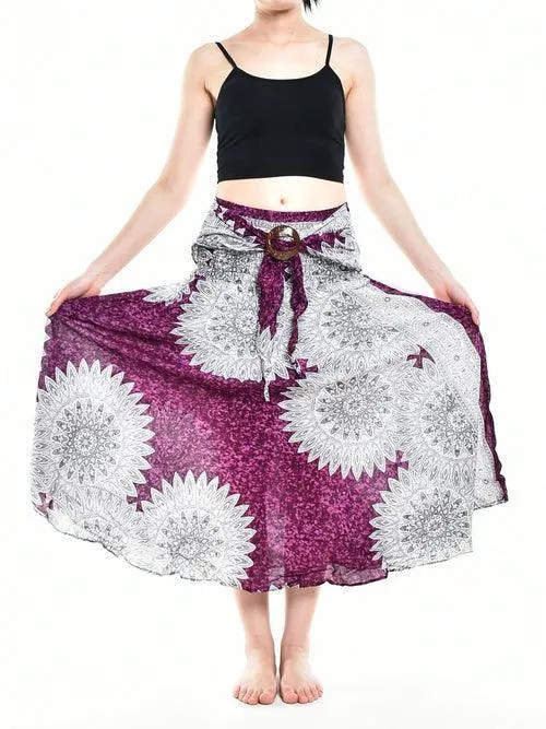 Bohotusk Purple Snowflake Long Skirt With Coconut Buckle (& Strapless