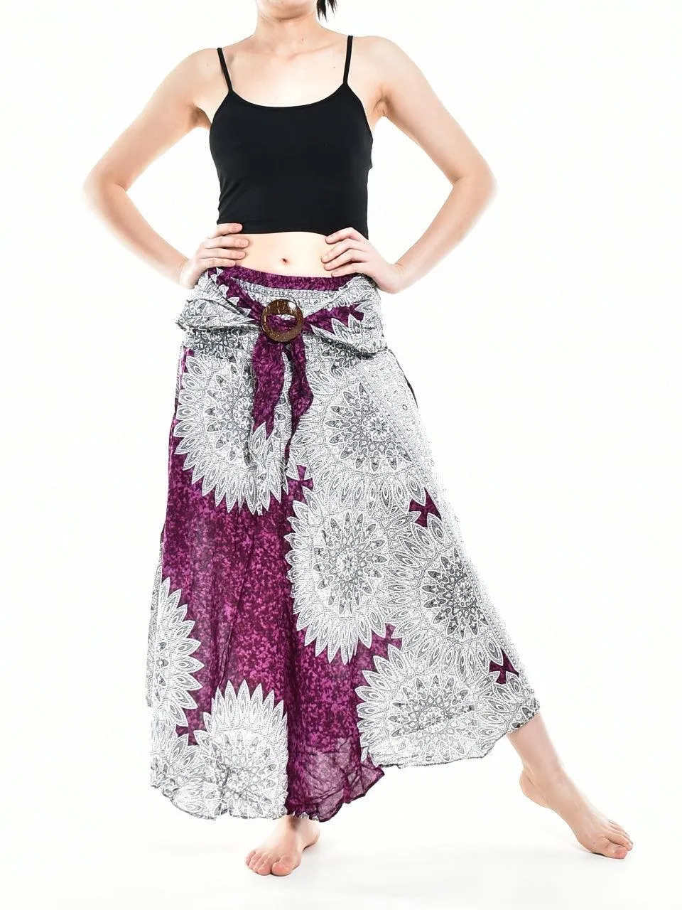 Bohotusk Purple Snowflake Long Skirt With Coconut Buckle (& Strapless