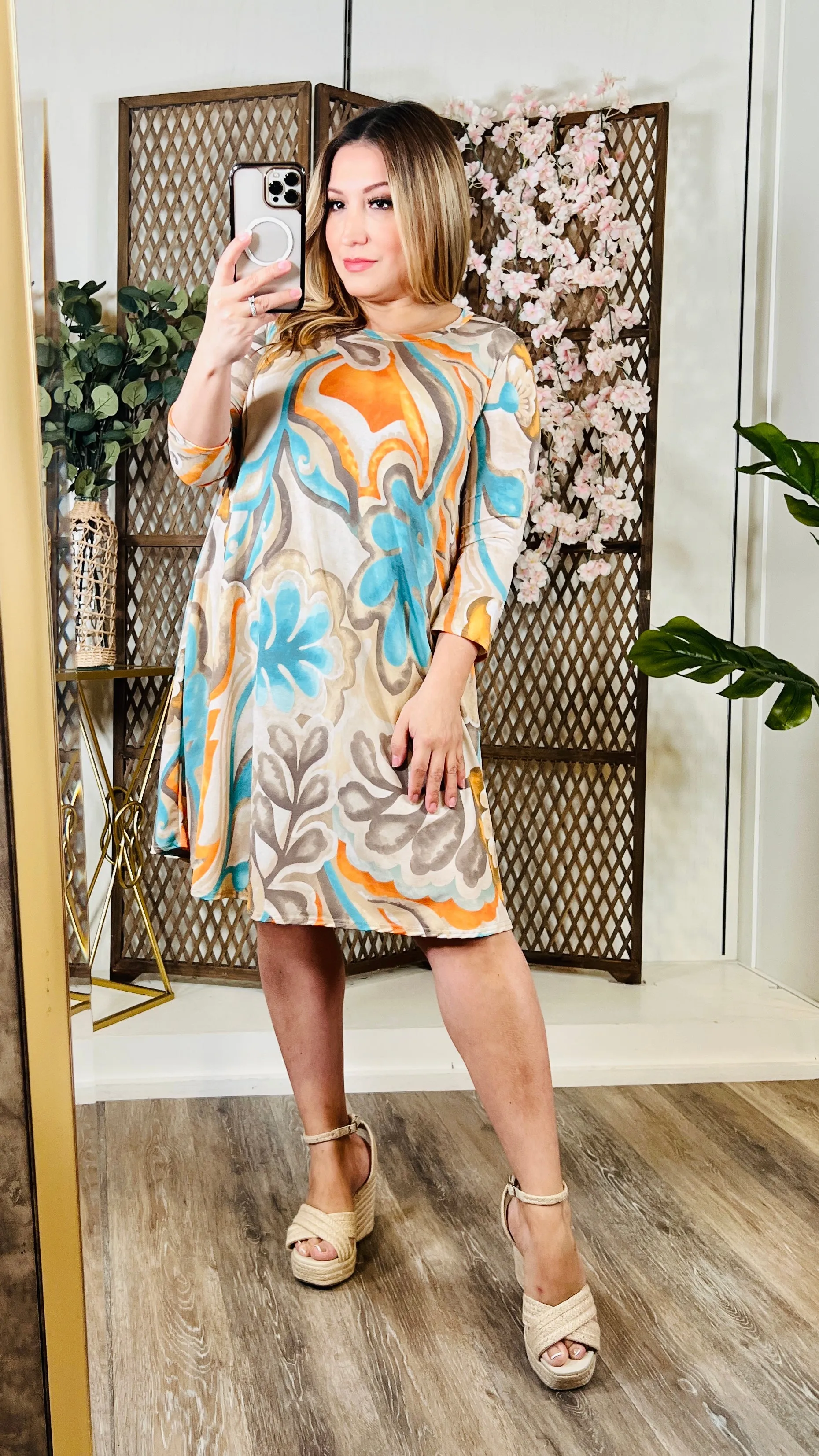 Bold Floral Print Dress