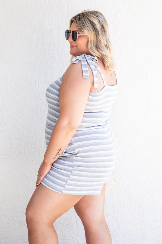 Born To See The World Blue Striped Romper FINAL SALE