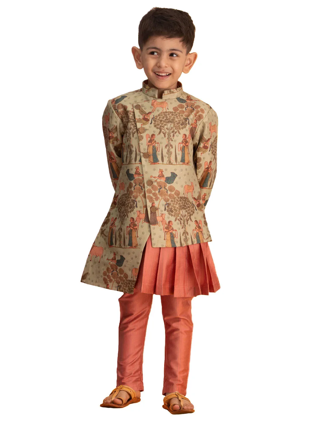 Boy's Green And Pink Ethnic Combo Set - Vastramay Boys