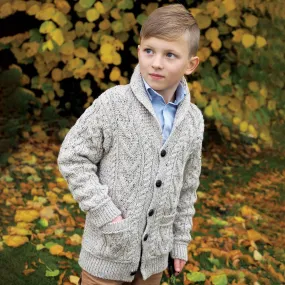 Boys Shawl Collar Cardigan, Oatmeal