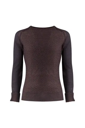 Brown Merino Diamond Crewneck Sweater