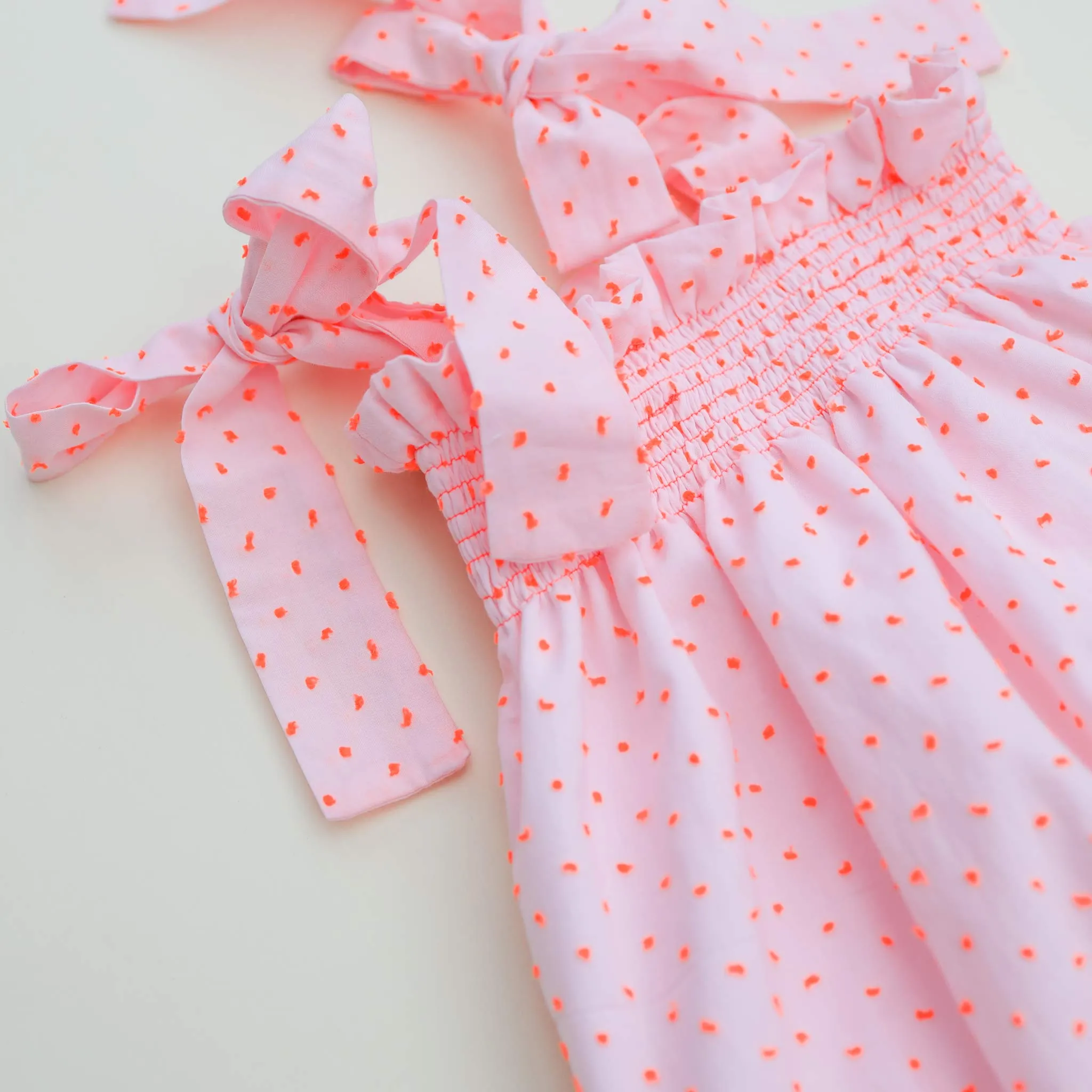 Bubblegum Plumeti Tie Shoulder Romper (3M)