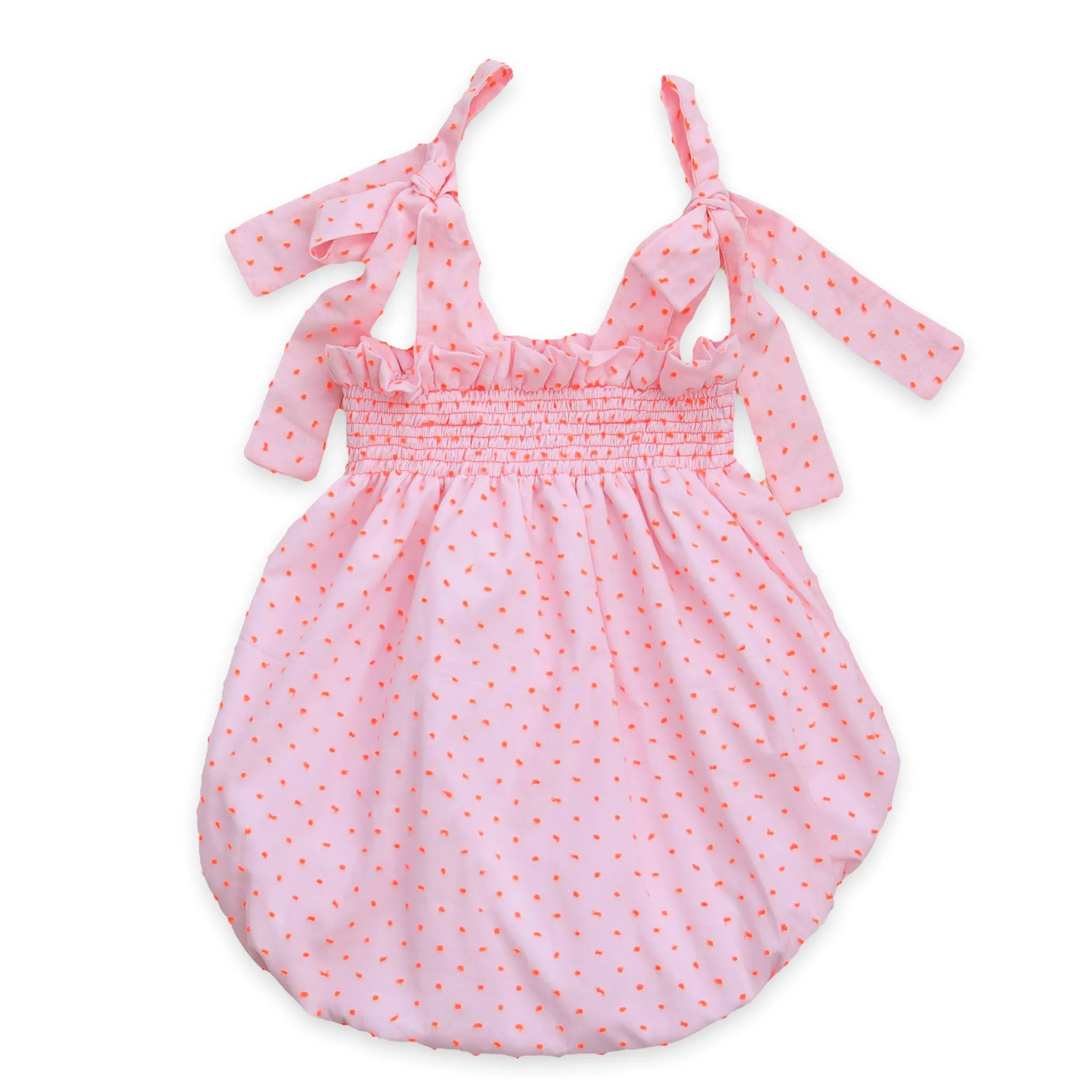 Bubblegum Plumeti Tie Shoulder Romper (3M)