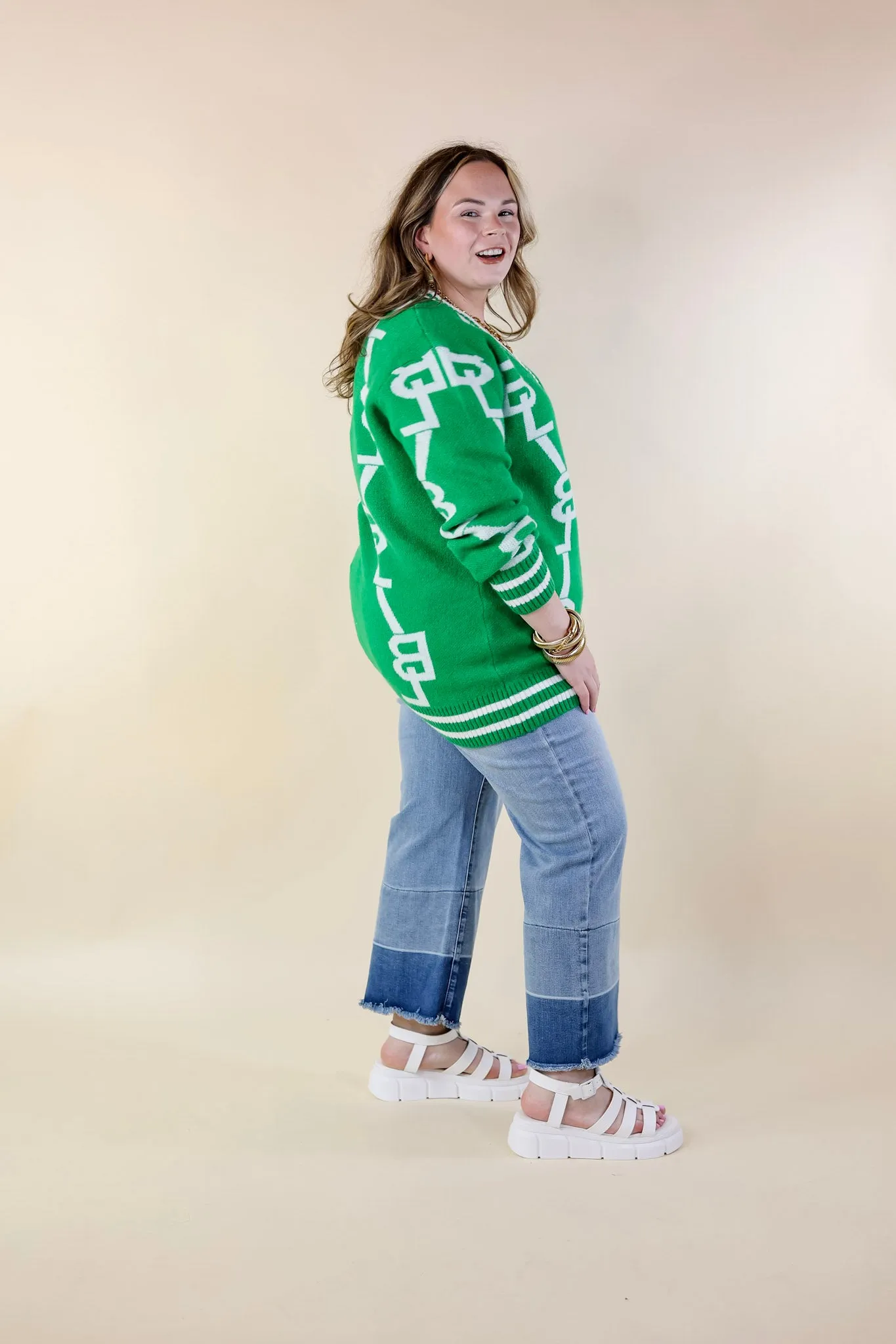 BuddyLove | Varsity Cardigan in Shady Glade (Green)