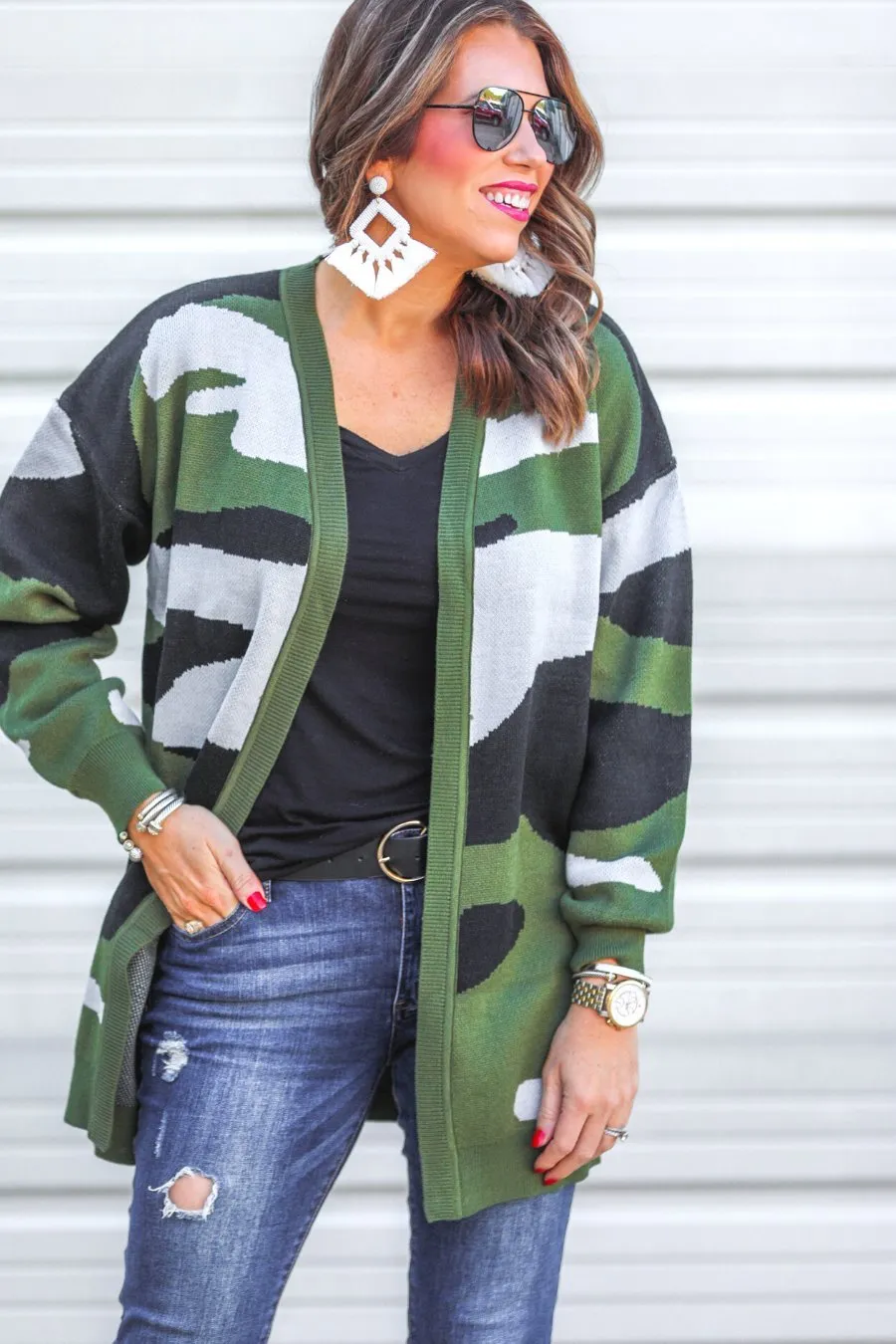 Caleb Camo Knit Cardigan