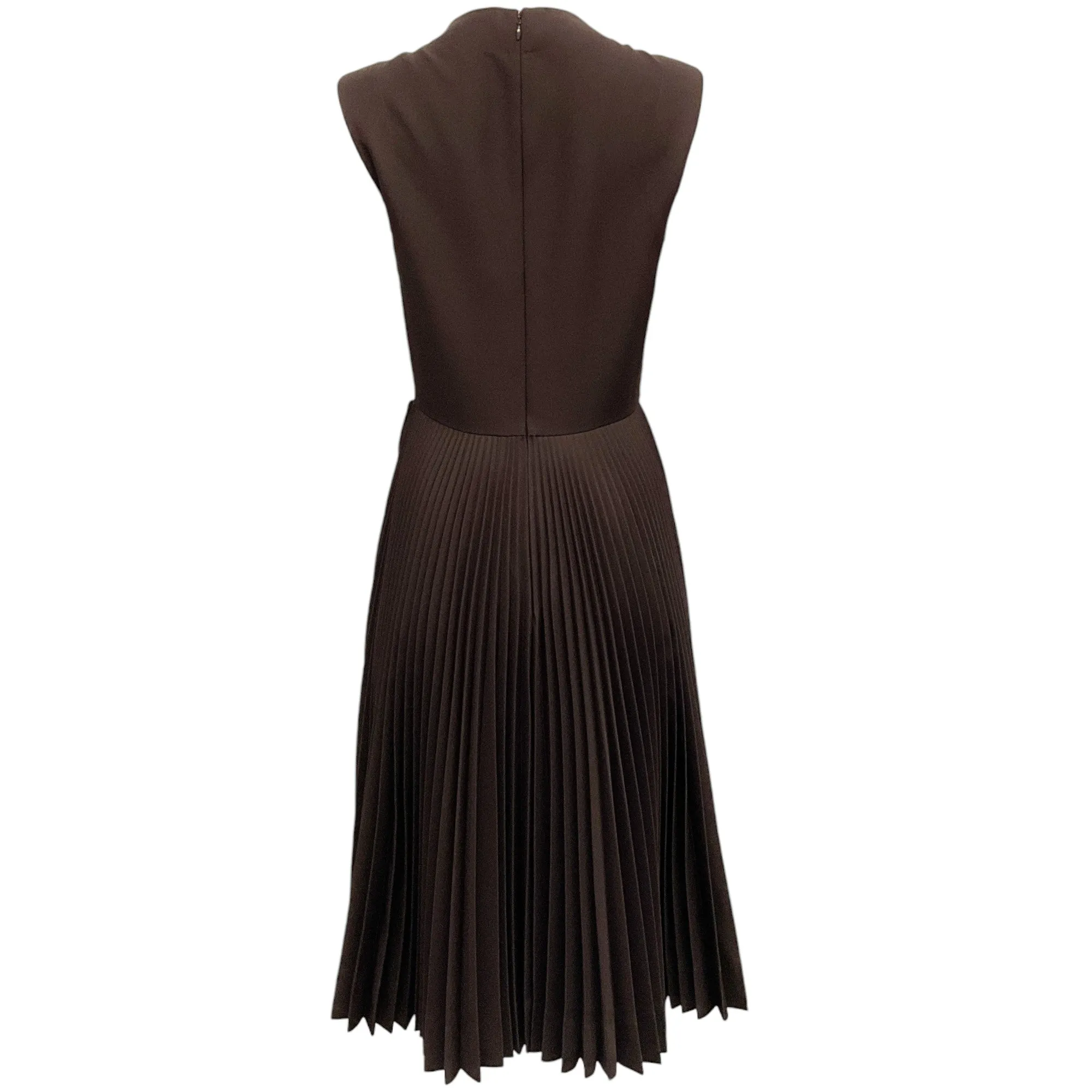 Calvin Klein Brown Pleated Sleeveless Dress with Red