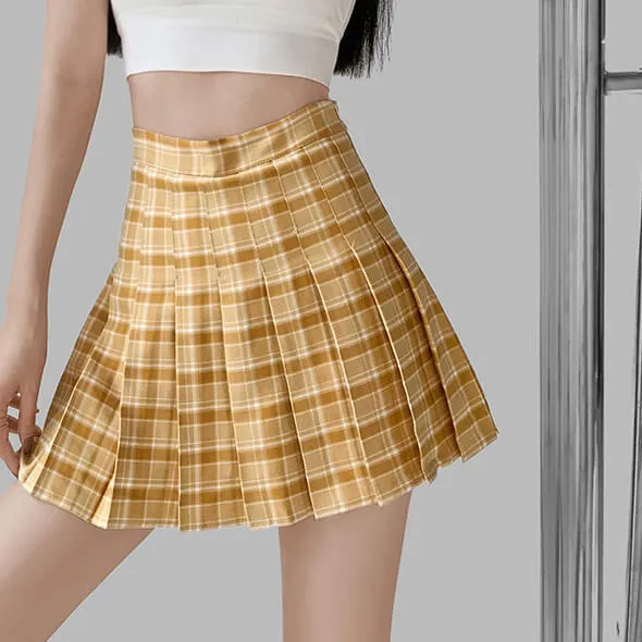 Candy plaid pleated skirt