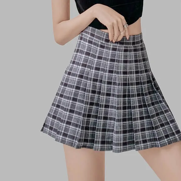 Candy plaid pleated skirt