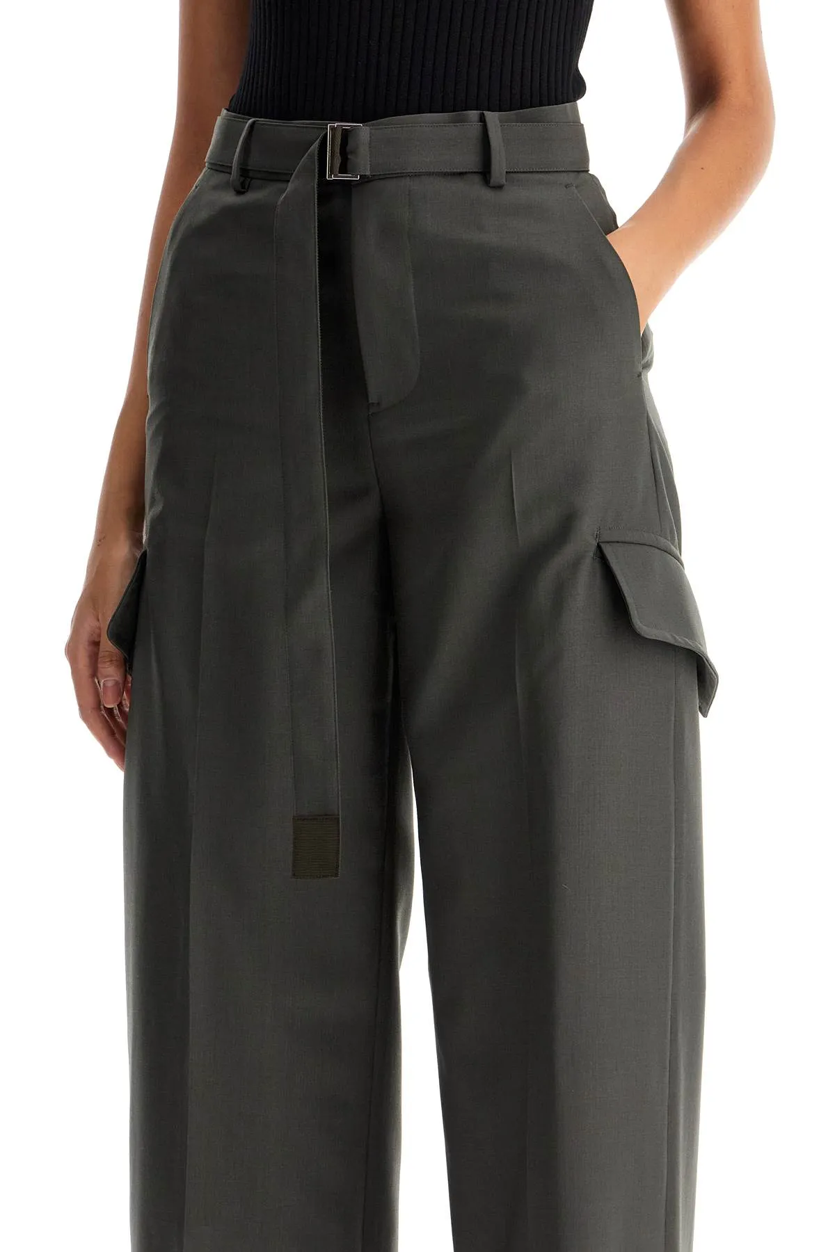 cargo wool blend trousers for men.