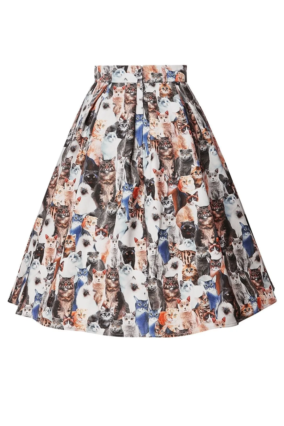 Carolyn Box Pleat Skirt in Cute Cat Print