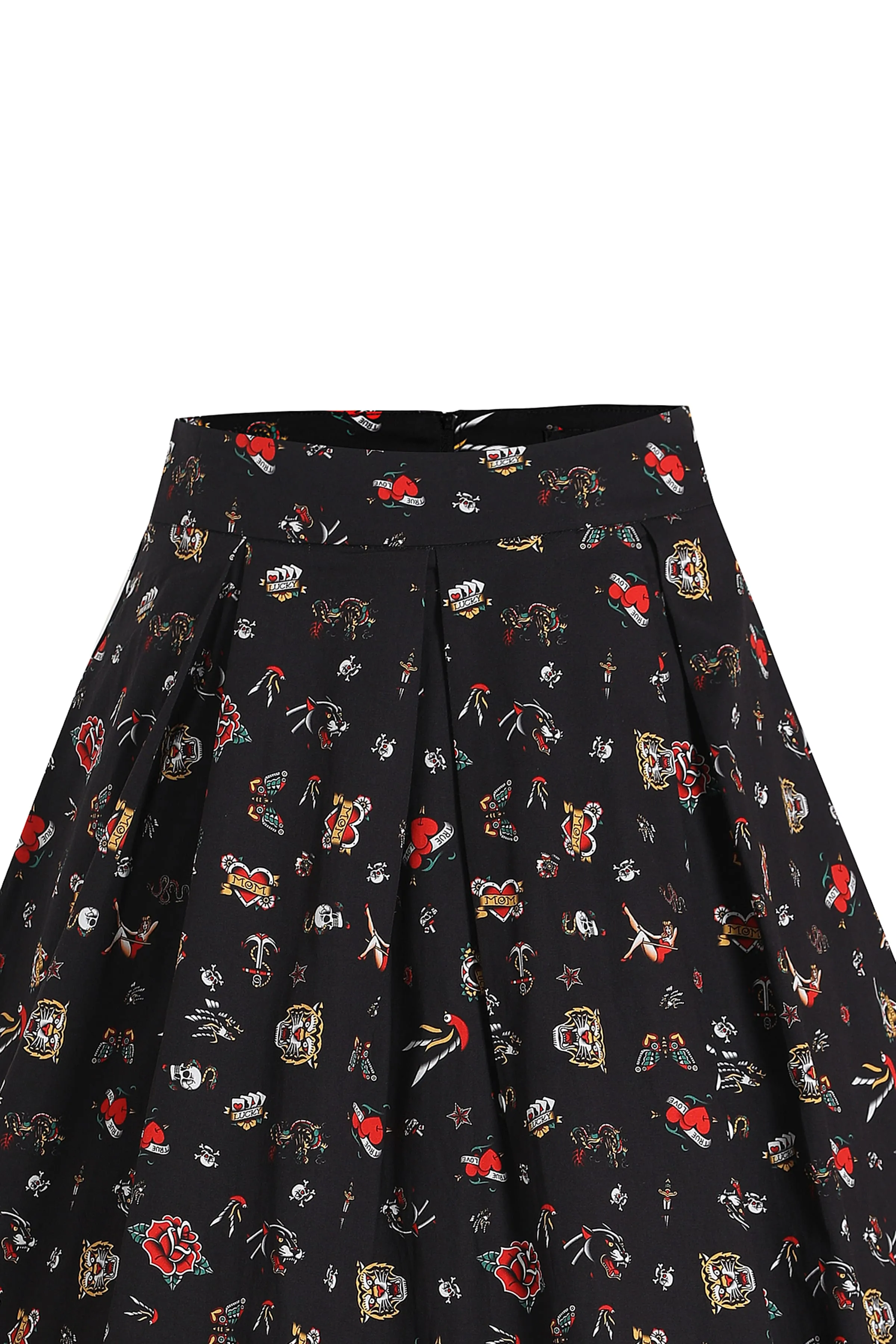 Carolyn Rockabilly Old School Tattoo Flared Skirt