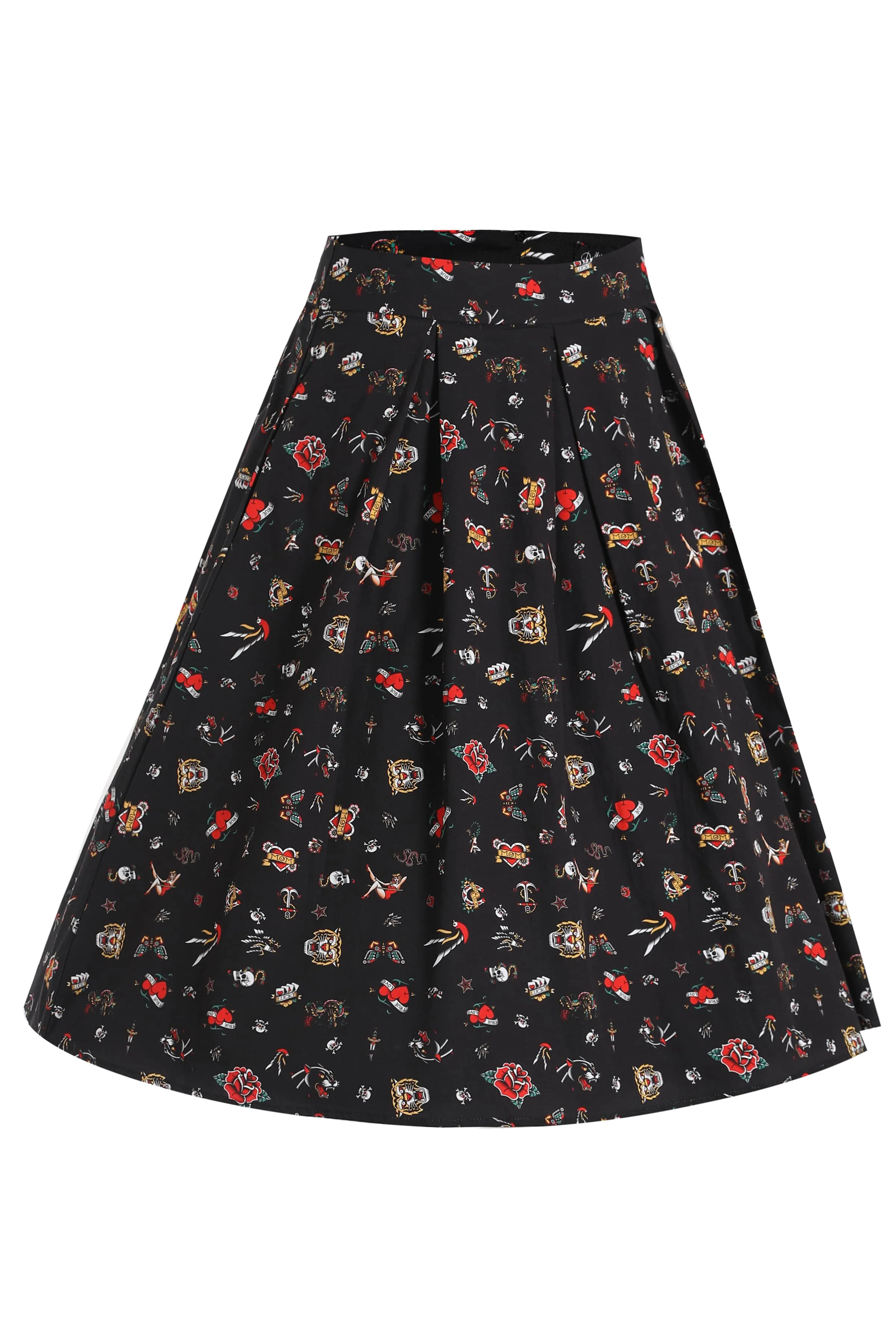 Carolyn Rockabilly Old School Tattoo Flared Skirt