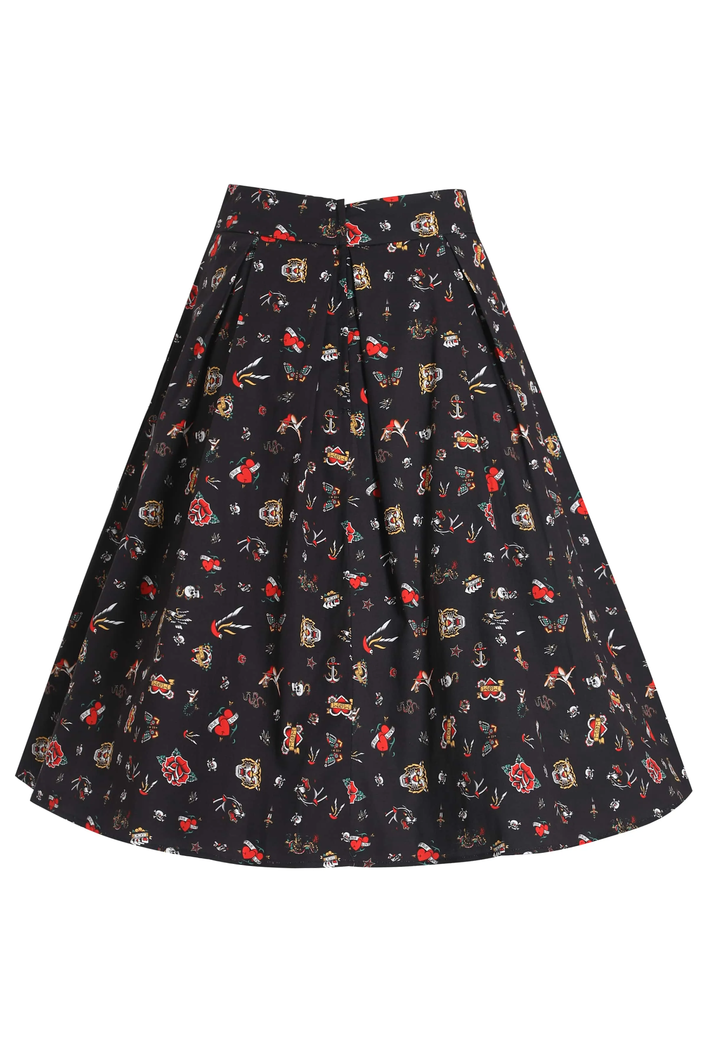 Carolyn Rockabilly Old School Tattoo Flared Skirt