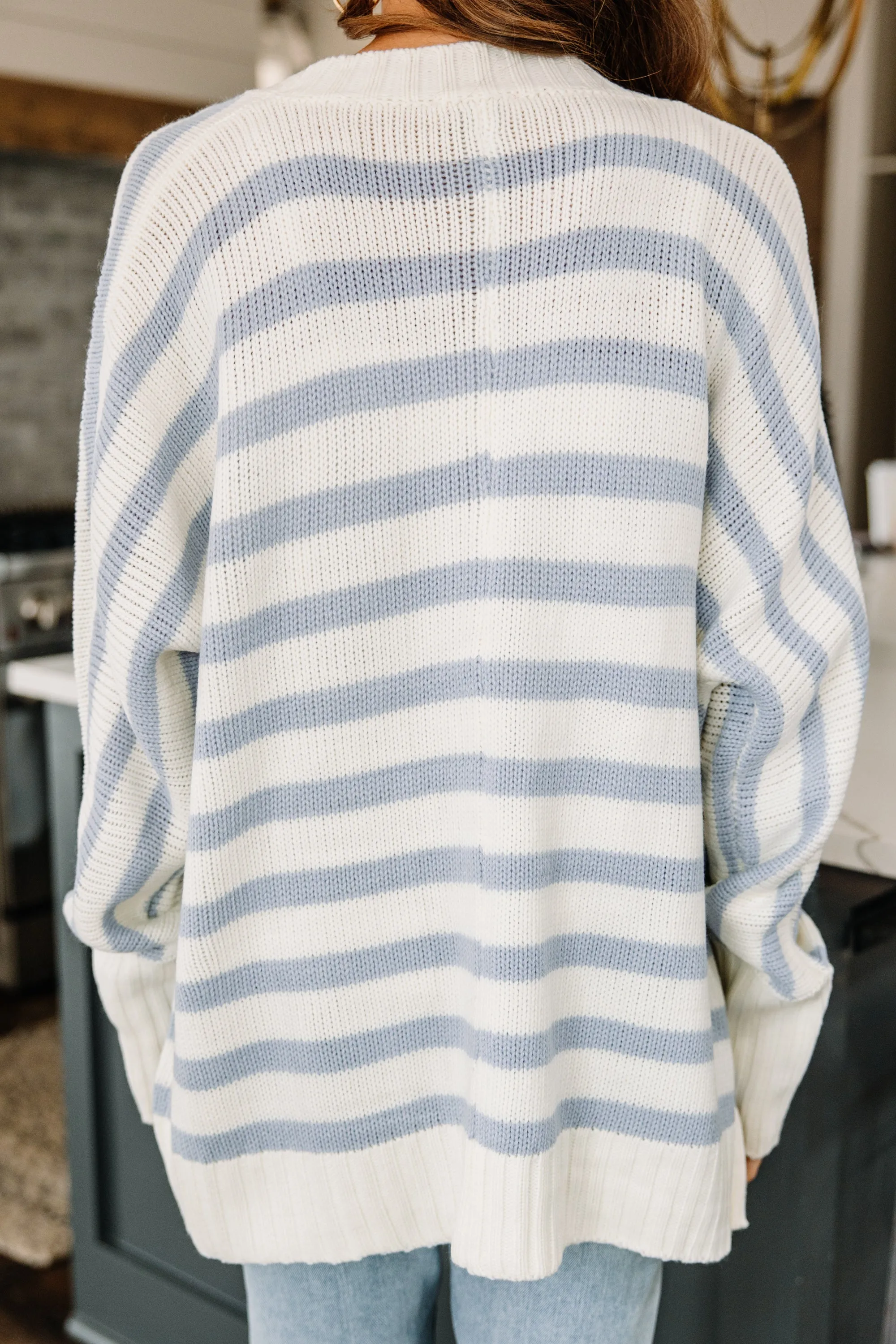 Carry Your Love Placid Blue Striped Cardigan