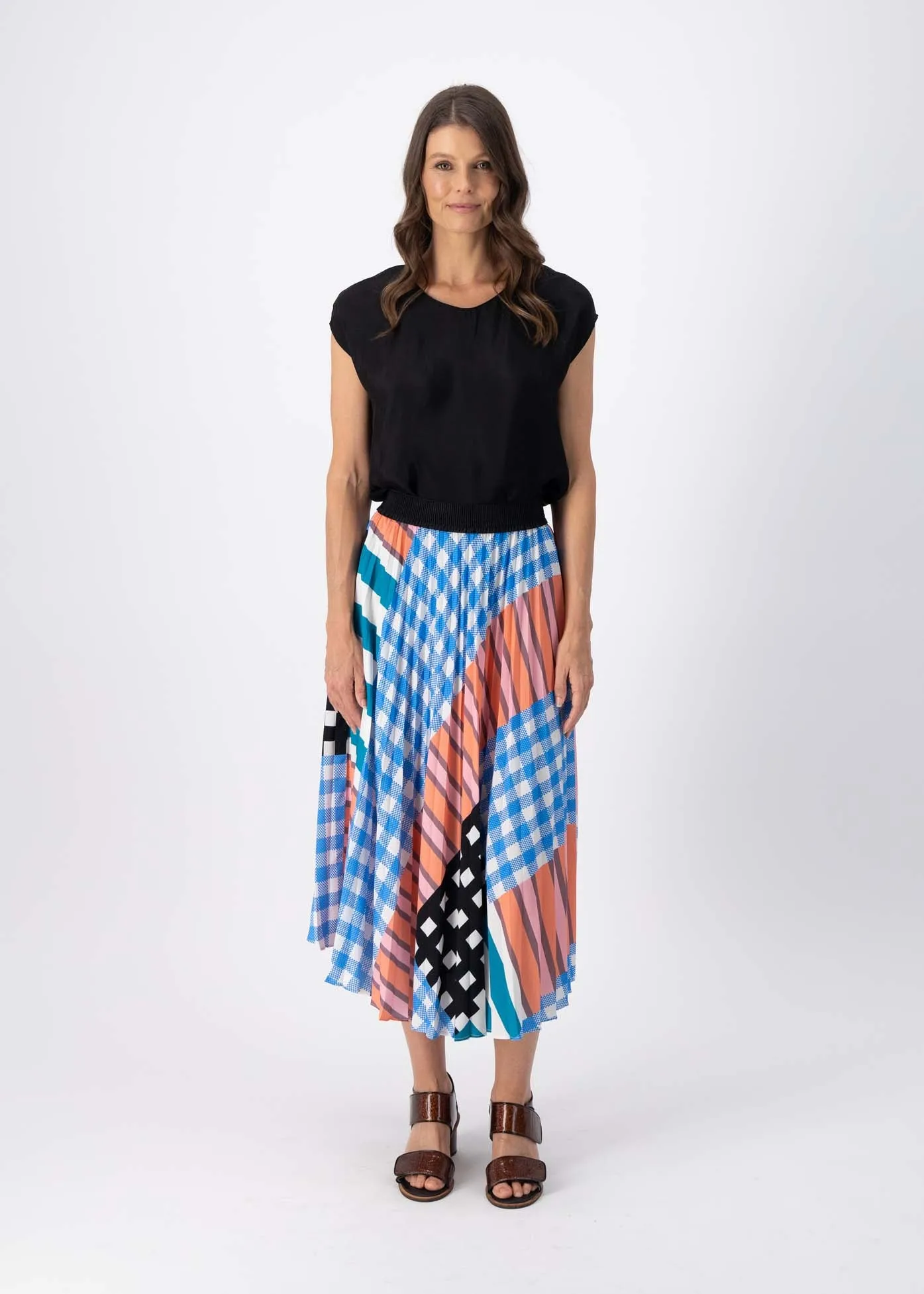 Central Park Pleated Skirt Blue