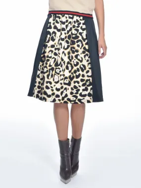 Cheetah Paneled Midi Skirt