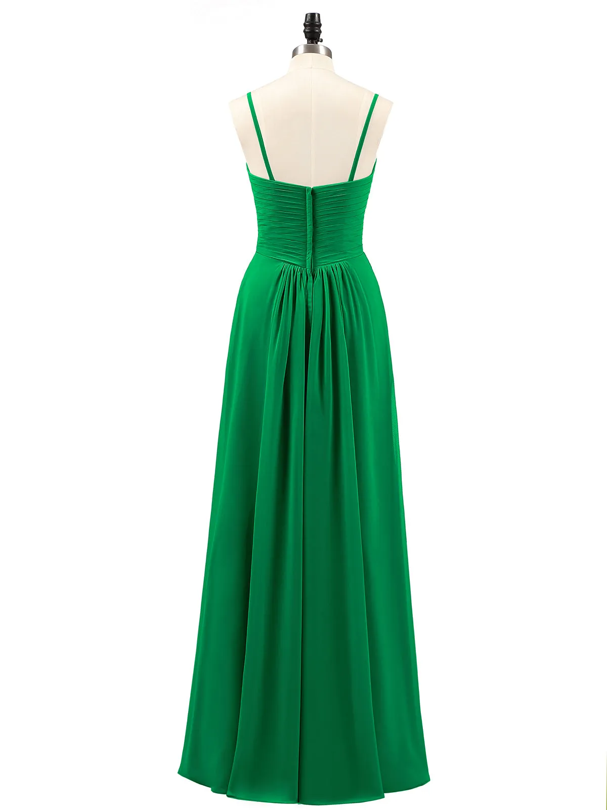 Chiffon Bridesmaid Dresses with Cascade Skirt-Emerald Plus Size